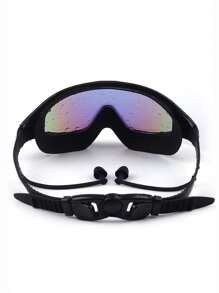 Adults' & Teens' Large Frame Anti-Fog Swimming Goggles With Earplugs - Black - View 3