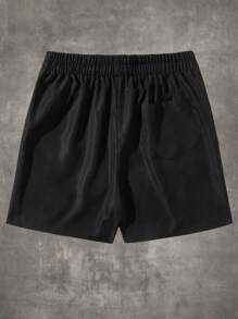 ROMWE MEN Grunge Punk Quần Short Nam Dây kéo Túi Thắt nơ trước Hình học Lá thư Đường phố - màu đen - Xem 2