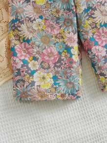 SHEIN Baby Floral Print Overall Jumpsuit Without Tee - Multicolor - View 4