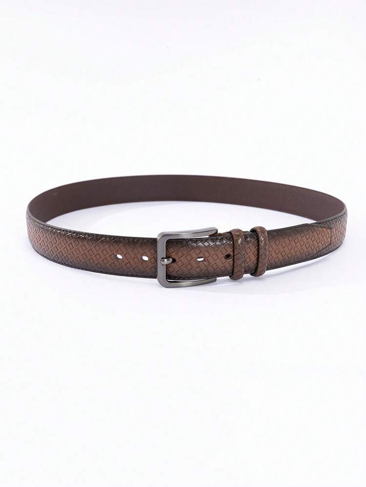 Men Square Buckle Belt - Coffee Brown - View 3