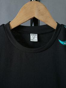 SHEIN 小男孩恐龍印花圓領t恤和打結前短褲 - 彩色 - 查看 3