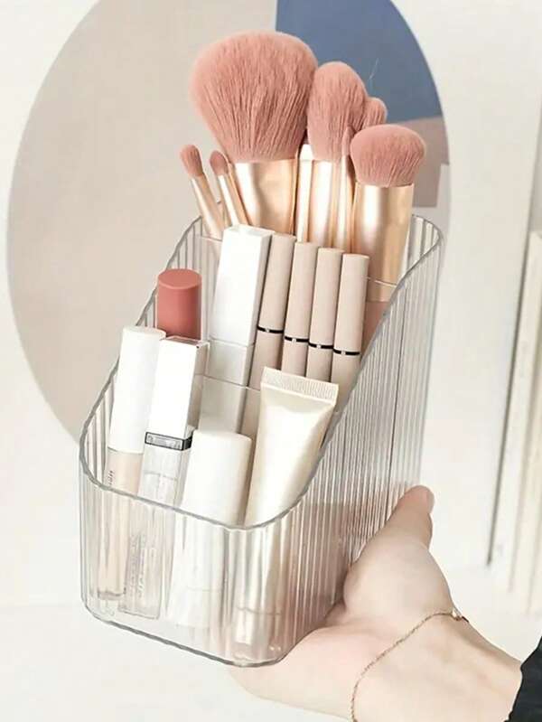 1pc Clear Makeup Brush Storage Holder,For Holiday Beach, Bathroom Collection, Bedroom Collection, Large Capacity