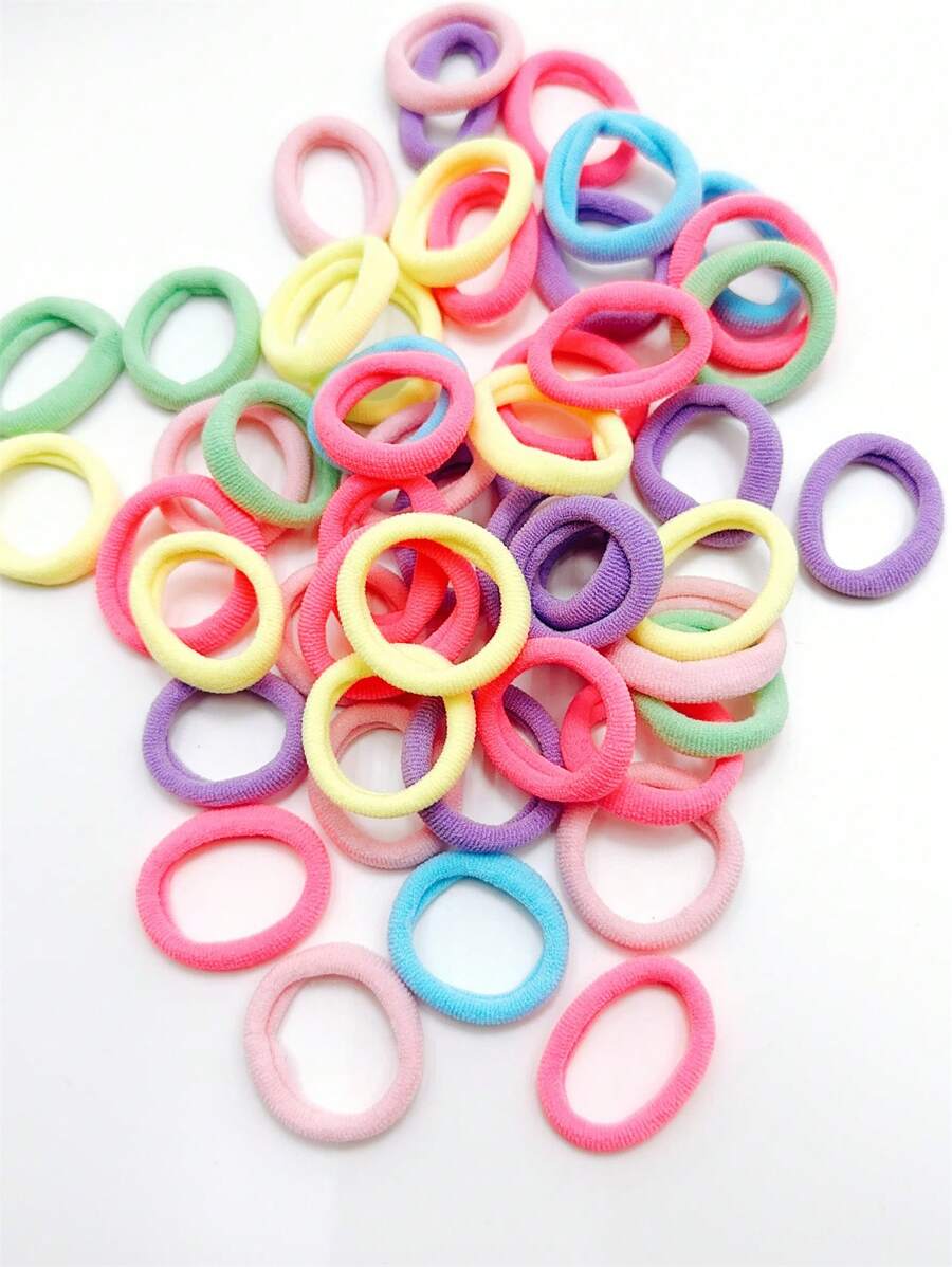 50pcs Multi-colored Elastic Hair Ties For Braids, Ponytails, Twists, Non-slip - Multicolor - View 1