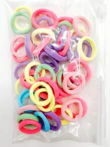 50pcs Multi-colored Elastic Hair Ties For Braids, Ponytails, Twists, Non-slip - Multicolor - View 3