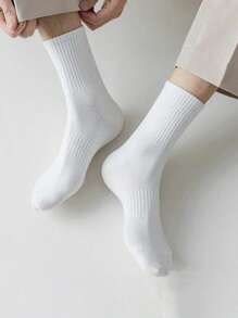 Men Solid Crew Socks - White - View 1