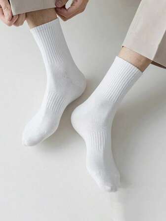 男士素色中筒襪