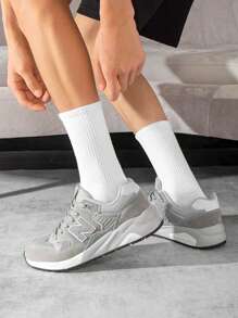 Men Solid Crew Socks - White - View 2