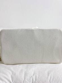 Stylish White Canvas Tote Bag With Shoulder Strap - White - View 7