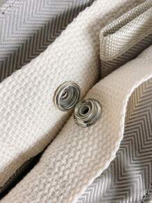 Stylish White Canvas Tote Bag With Shoulder Strap - White - View 9