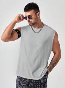 EASEVO Men Plus Solid Tank Top - Light Grey - View 1