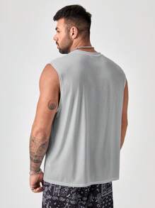 EASEVO Men Plus Solid Tank Top - Light Grey - View 2