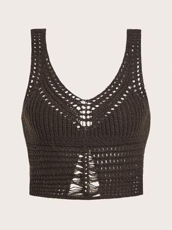 صدرية ثقيلة موحدة اللون قص مجوف