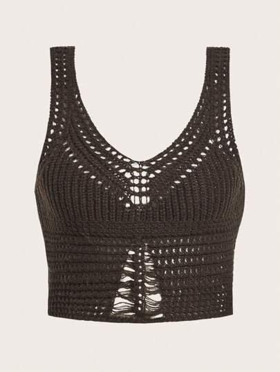 Gilet in maglia monocolore scavato