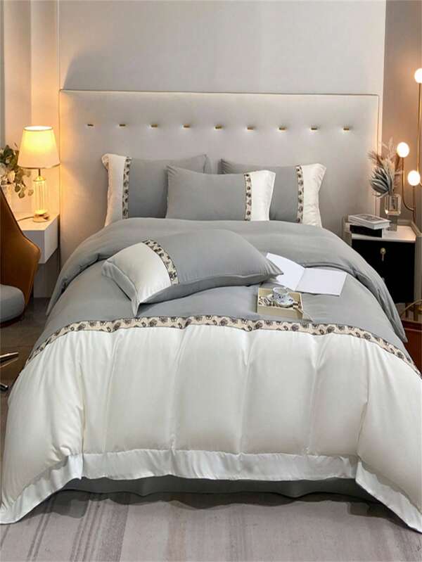 4قطعات/طقم نمط زهر غطاء لحاف غطاء لحاف و 1 ملاءة و 2 حديث قماش أطقم مفروشات الى منزل