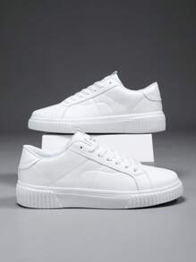 男士字母圖案繫帶運動板鞋適用於戶外