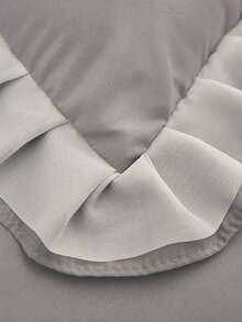 2入組素色荷葉邊裝飾枕套無填充物簡約臥室枕套 - 灰色 - 查看 6