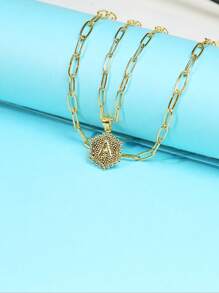 1 Hợp Kim Kẽm Thời Trang Xếp Lớp Chữ Trang Trí Hình Học Mặt Dây Chuyền Vòng Cổ Cho Nữ Trang Trí Hàng Ngày - Vàng - Xem 6