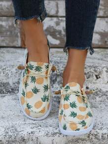 女士鳳梨樣式一腳蹬帆布繫帶設計運動鞋 - 彩色 - 查看 2