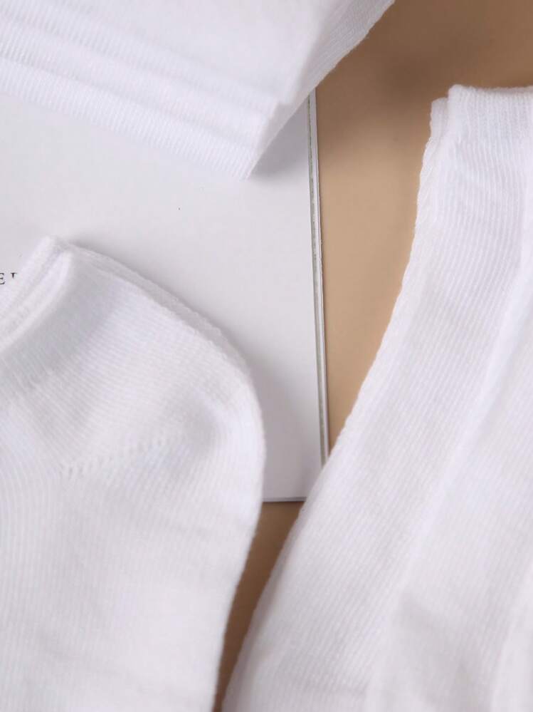 10pairs Solid Ankle Socks - White - View 3