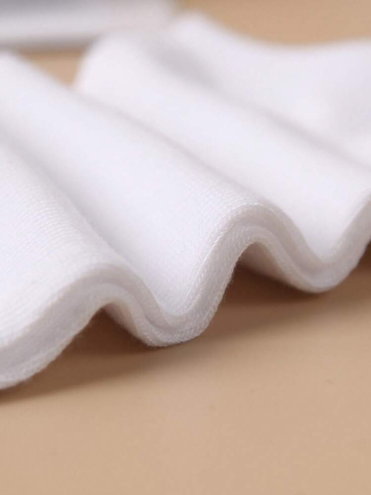 10pairs Solid Ankle Socks - White - View 4