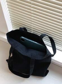 Small Shopper Bag Cartoon Pattern - Black - View 5