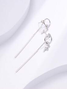 1對情人節聖誕裝飾十字形假珍珠和鑽石釦耳環，適用於少女約會浪漫禮物 - 彩色 - 查看 5