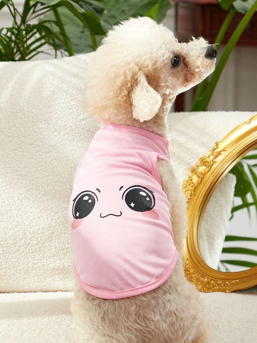 PETSIN 1pc Cartoon Graphic Pet Tank For Dog And Cat For Summer - Orange - View 1