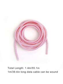 Dây bảo vệ cáp sạc hình hoa dài 1.4M, dạng lò xo xoắn, bảo vệ linh hoạt cho cáp sạc điện thoại/máy tính, tương thích với Apple và các điện thoại thông minh khác. - Màu Hồng baby - Xem 3