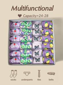 SHEIN BASIC LIVING 1 件可折疊櫥櫃衣櫃收納抽屜收納襪內衣收納隔板 24 格