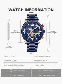 Curren Men Triple Dial Date Quartz Watch As A Gift For Students Returning To School