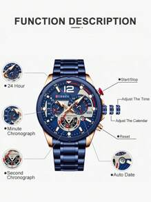 Curren Men Triple Dial Date Quartz Watch As A Gift For Students Returning To School