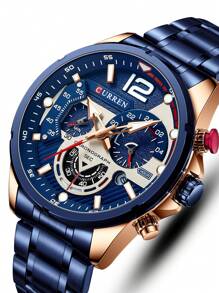 Curren Men Triple Dial Date Quartz Watch As A Gift For Students Returning To School