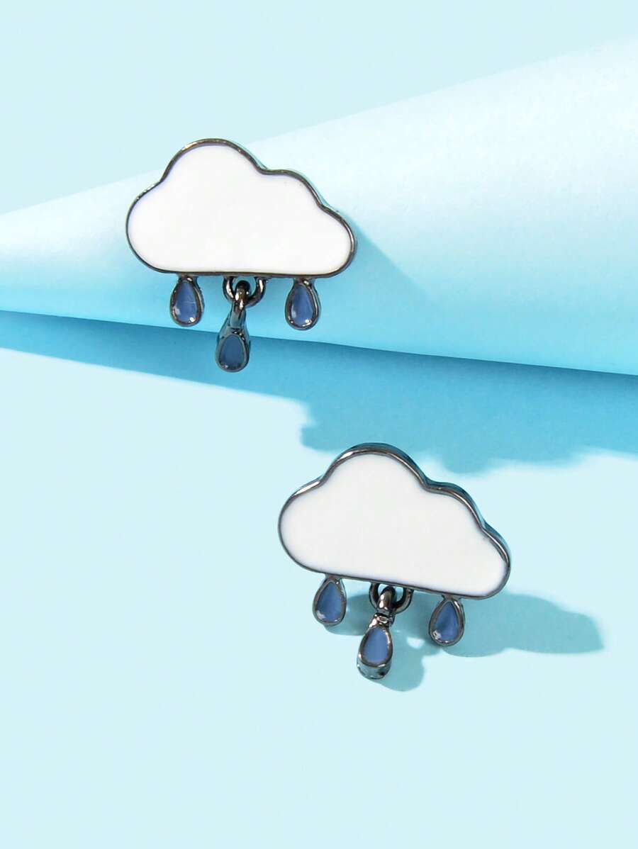 Pendientes de tachuela nube - Multicolor - Ver 1