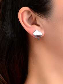 Pendientes de tachuela nube - Multicolor - Ver 2