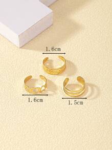 3pcs/Set Heart Decor Hollow Out Cuff Toe Ring Valentines - Yellow Gold - View 4