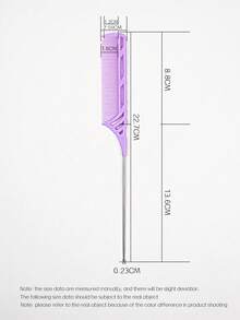 1pc Plain Rat Tail Design Hair Comb With Fine Tooth Long Steel Pin For Women Styling Parting Heat Resistant Anti Static, Hair Parting & Teasing, Heat Resistant, For All Types Hair Styling, For Women Girls - Purple - View 3