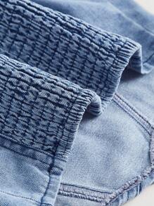 SHEIN MOD Hanky Hem Bustier Cami Denim Top - Light Wash - View 4