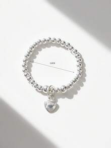 1 Chiếc Nhẫn Bạc Đính Hạt Thời Trang & Trang Trí Trái Tim Cho Nữ Trang Trí Hàng Ngày - Bạc - Xem 4