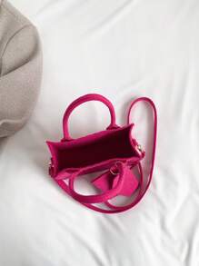 Mini Square Bag Double Handle With Coin Purse - Hot Pink - View 6