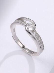 1件天然珍珠和鋯石晶體閃亮時尚銀戒指,適合約會和情人節、聖誕節浪漫禮物的少女 - 彩色 - 查看 6