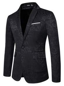 Manfinity AFTRDRK Men Jacquard Single Button Blazer - Black - View 1