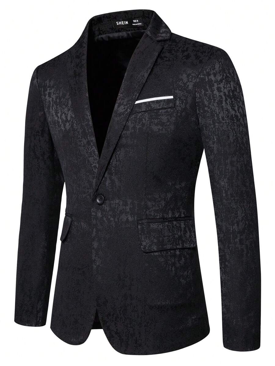 Manfinity AFTRDRK Men Jacquard Single Button Blazer - Black - View 1