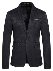Manfinity AFTRDRK Men Jacquard Single Button Blazer - Black - View 3