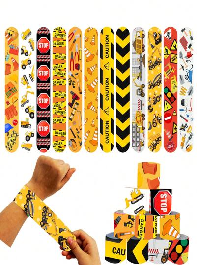 12件工程车图案派对腕带