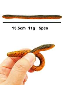 5 cái 155MM Soft Worm Bait Wild Stick Silicone Bait Fishing Tackle - gừng - Xem 3