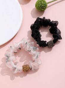 2入組水鑽裝飾大腸髮圈 - 彩色 - 查看 3