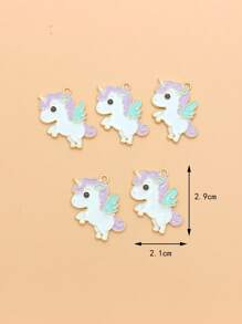 5入組/套女士時尚鋅合金獨角獸DIY吊墜用於DIY珠寶製作 - 彩色 - 查看 3