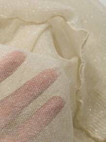 DAZY Áo lưới hở trước tay bèo nhún trơn không có áo hai dây, áo đi chơi, áo voan mỏng, quần áo trở lại trường - Màu be - Xem 5