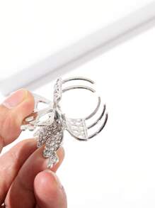 Rhinestone bướm thiết kế tóc móng vuốt - Bạc - Xem 3