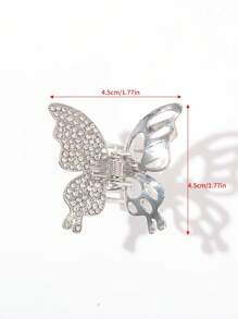 Rhinestone bướm thiết kế tóc móng vuốt - Bạc - Xem 4